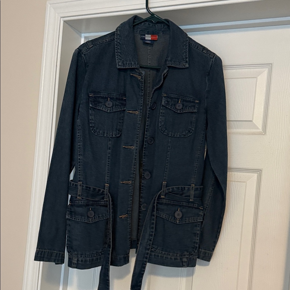 French Cuff Dark Blue Denim Jacket